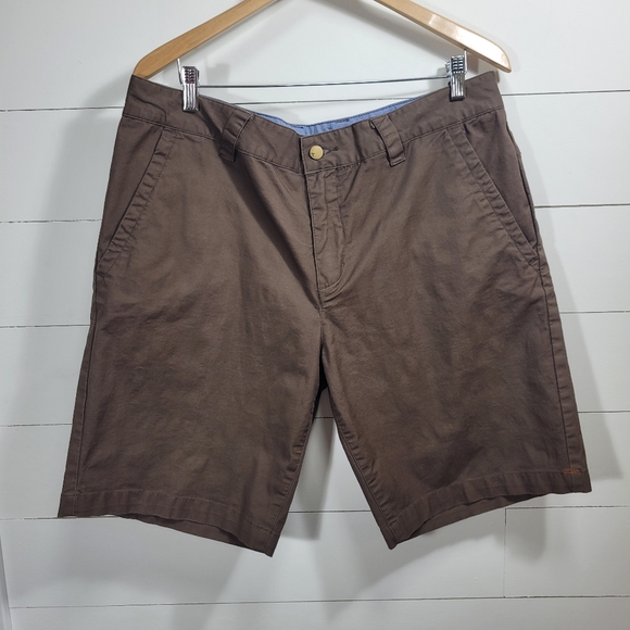 Toad&Co Shorts Euc Toadco Brown Organic Cotton Blend Flat Front